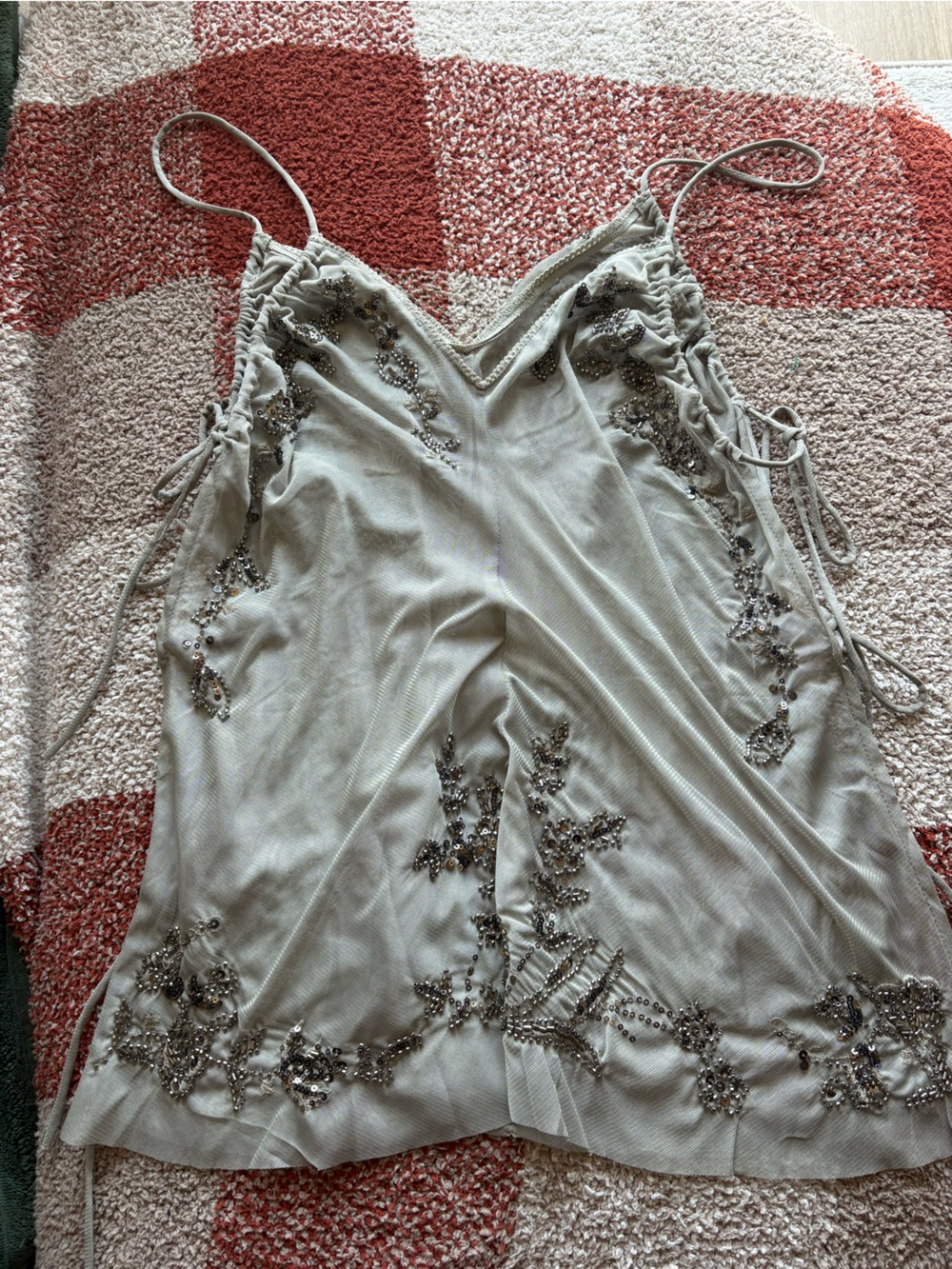 Zara Silver Beaded Spaghetti-Strap Camisole